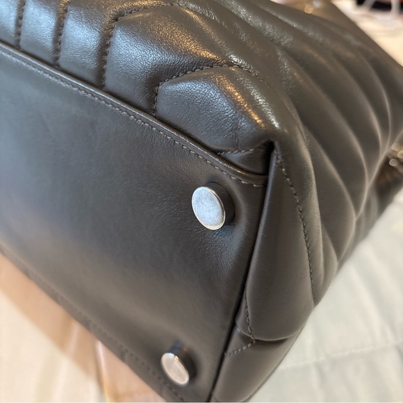 Yves Saint Laurent Metallic Gray Chevron Shoulder Bag - Picture 13 of 16